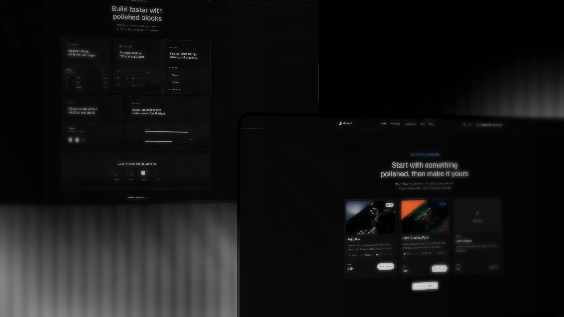 Junno UI – Next.js Templates & React Component Library — project view 2
