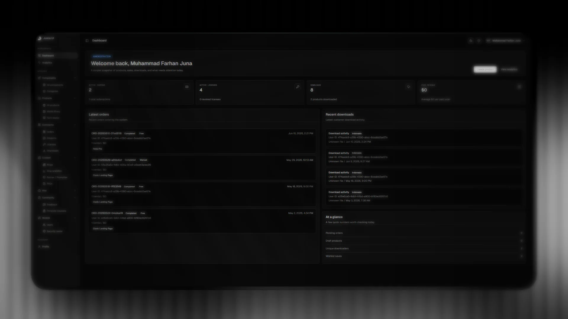 Junno UI – Next.js Templates & React Component Library — project view 4