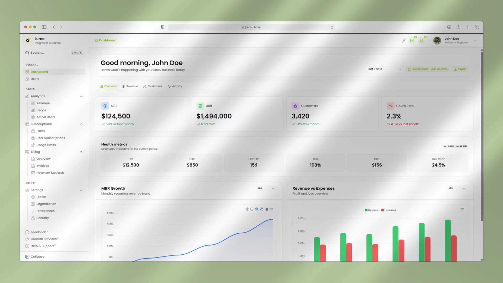 Lumo Dashboard — project view 5
