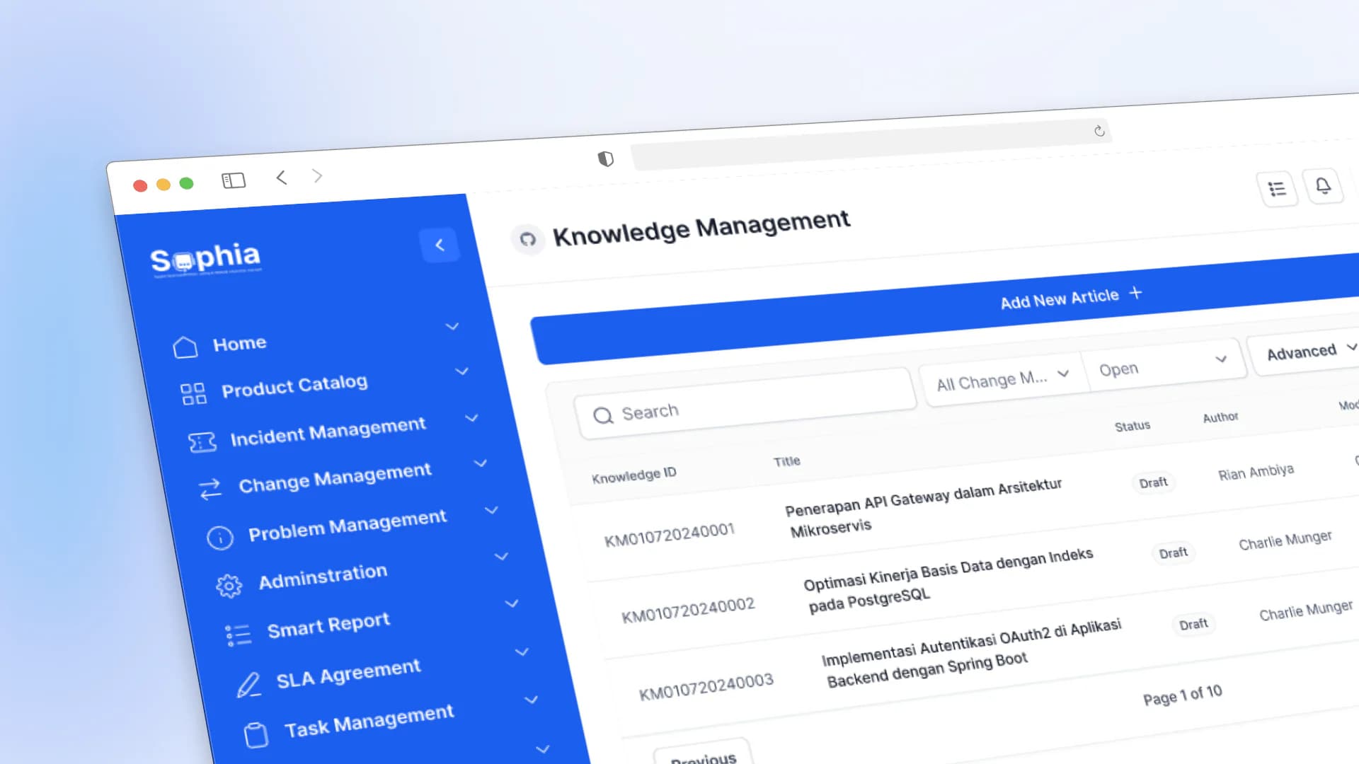 Sophia – Internal Knowledge Management Platform